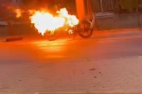 Bursa’da motosiklet alev alev yandı