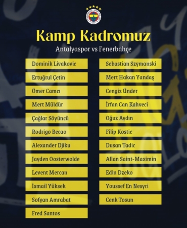 Fenerbahçe’nin Antalyaspor maçı için kamp kadrosu belli oldu