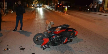 Keşan’da devrilen motosikletten düşen sürücü yaralandı