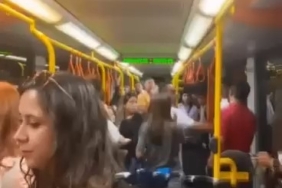 Metroda yer verme kavgası kamerada