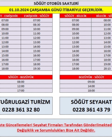 Otobüs sefer saatleri değişiyor