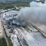 Patlamanın yaşandığı fabrika havadan görüntülendi