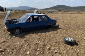 Şarampole uçan aracın sürücü yaralandı