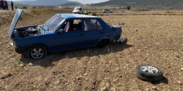 Şarampole uçan aracın sürücü yaralandı