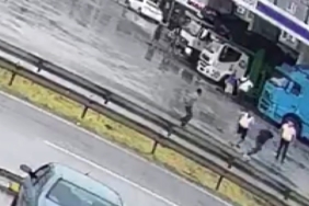 Sınır kapısında tır şoförleri arasında çıkan kavga kamerada