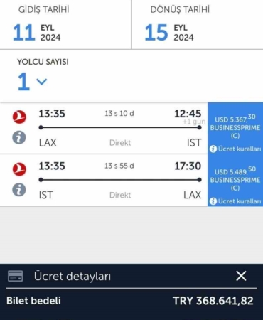 THY’nin Los Angeles gidiş dönüş bilet fiyatı dudak uçuklattı