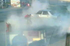 Tuzla’da otomobilde patlama anı kamerada