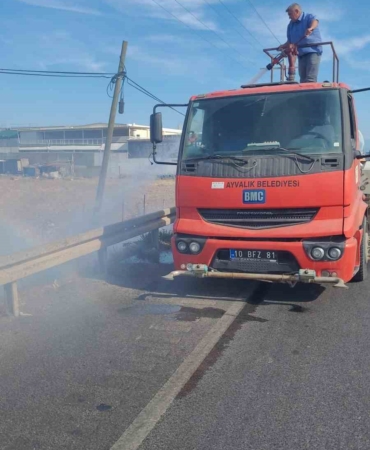 Yol kenarına atılan sigara izmariti yangın çıkardı