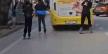 Bursa’da tehlikeli yolculuk kamerada