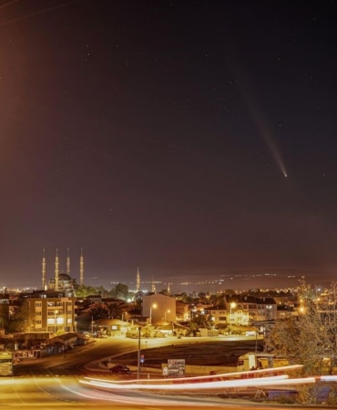 Kuyruklu yıldız Tsuchinshan-Atlas Edirne’de Selimiye Camii ile birlikte görüntülendi