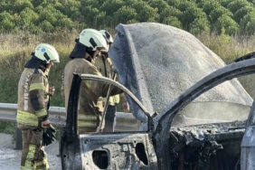 Kuzey Marmara Otoyolu’nda lüks araç alev alev yandı