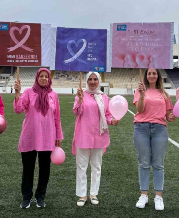 Meme kanseri farkındalığına pembe yürüyüş