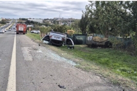 Silivri’de kaza yapan iki otomobil takla attı