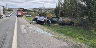 Silivri’de kaza yapan iki otomobil takla attı