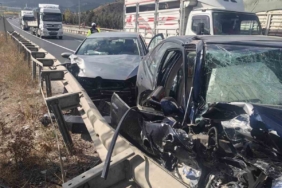 Aynı istikamette giden 2 otomobilin çarpışması sonucu 2 kişi yaralandı