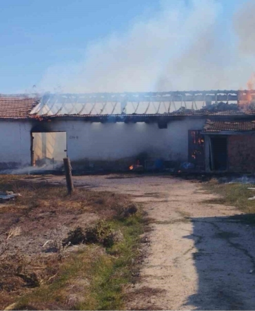Enez’de çıkan yangında 15 ton buğday ve 500 saman balyası küle döndü