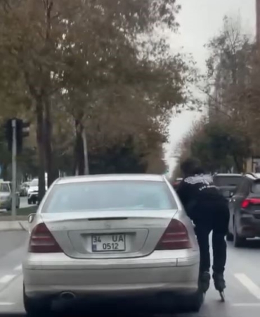 Kaldırımda araç kullanan sürücü yakalandı