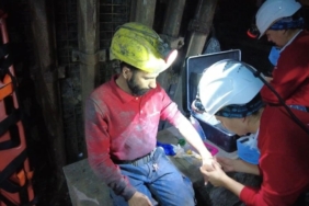 Maden ocağında gerçeği aratmayan tatbikat