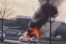 Seyir halindeki araç alev topuna döndü