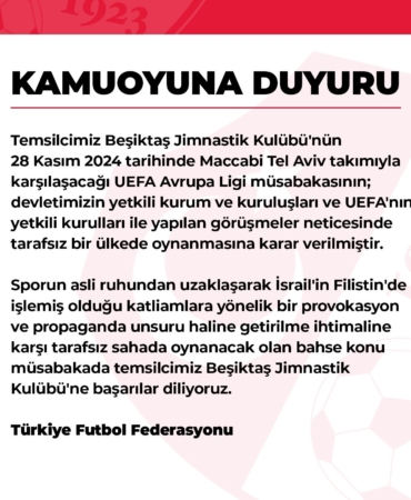 TFF’den Beşiktaş - Maccabi Tel Aviv maçı hakkında açıklama