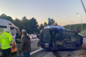 Ümraniye’de otomobil takla attı: 1 yaralı