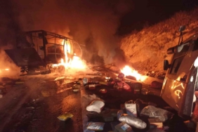 Balıkesir’de otobanda kaza sonrası yangını paniği