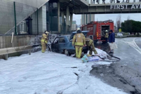 Büyükçekmece’de seyir halindeki Tofaş alev alev yandı