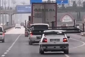 İnegöl’de tehlikeli taşıma kamerada