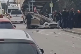Takla atan otomobilden burnu bile kanamadan çıktı