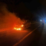 Tekirdağ’da İranlı kadının aracı alev topuna döndü