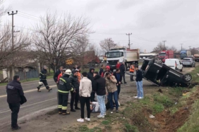 Tekirdağ’da virajda kayan araç takla attı: 2 yaralı