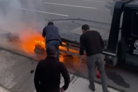 Çekicinin lastiği yandı, kimse durmadı