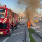 E-5’te seyir halindeki araç alevlere teslim oldu