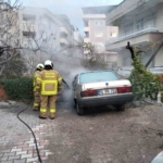 Havran’da araç yangınına itfaiye müdahale etti
