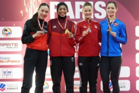 Kağıtsporlu Tuba ve Ömer, Paris’te kürsüde