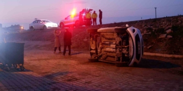 Otomobil 5 metre yükseklikten uçtu: Emniyet kemeri hayat kurtardı