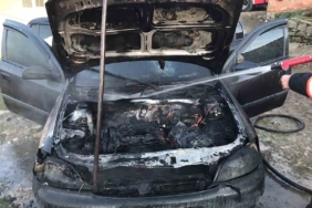 Park halindeki otomobil alev alev yandı