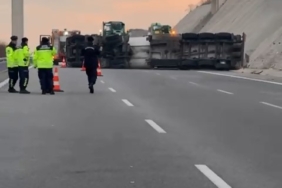 Tanker devrildi, Bursa İzmir otobanı trafiğe kapandı