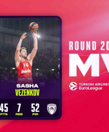 THY Euroleague’de 20. haftanın MVP’si Sasha Vezenkov oldu