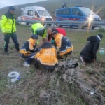 Balıkesir’de otobanda araç takla attı