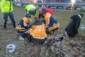 Balıkesir’de otobanda araç takla attı