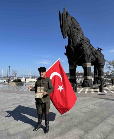 Şehitler için 555 bin adım atarak Çanakkale’ye geldi