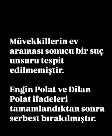 Uyuşturucu madde kullandıkları iddiasıyla gözaltına alınan Dilan ve Engin Polat serbest bırakıldı