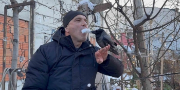 Karganın kar banyosu keyfi: "Bir tek şampuanı eksik"