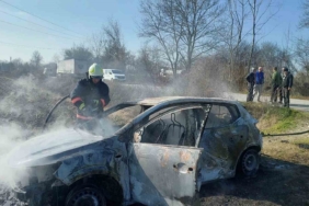 Tarlaya çektiği otomobilde kendini yakmaya çalıştı