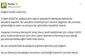 Paribu’dan alım satım işlemlerindeki 10 saatlik aksamaya ilişkin açıklama