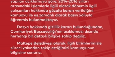 Maltepe Belediyesi’nden operasyon açıklaması