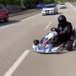 Go kart sürücüsü pisti şaşırdı, trafiğe çıkıp drift attı
