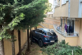 Geri manevra yapan otomobil bahçeye düştü: 1 yaralı