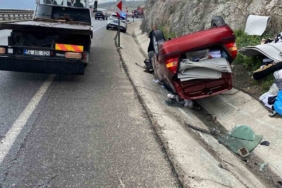 D-650’de takla atan otomobilden yara almadan kurtuldu
